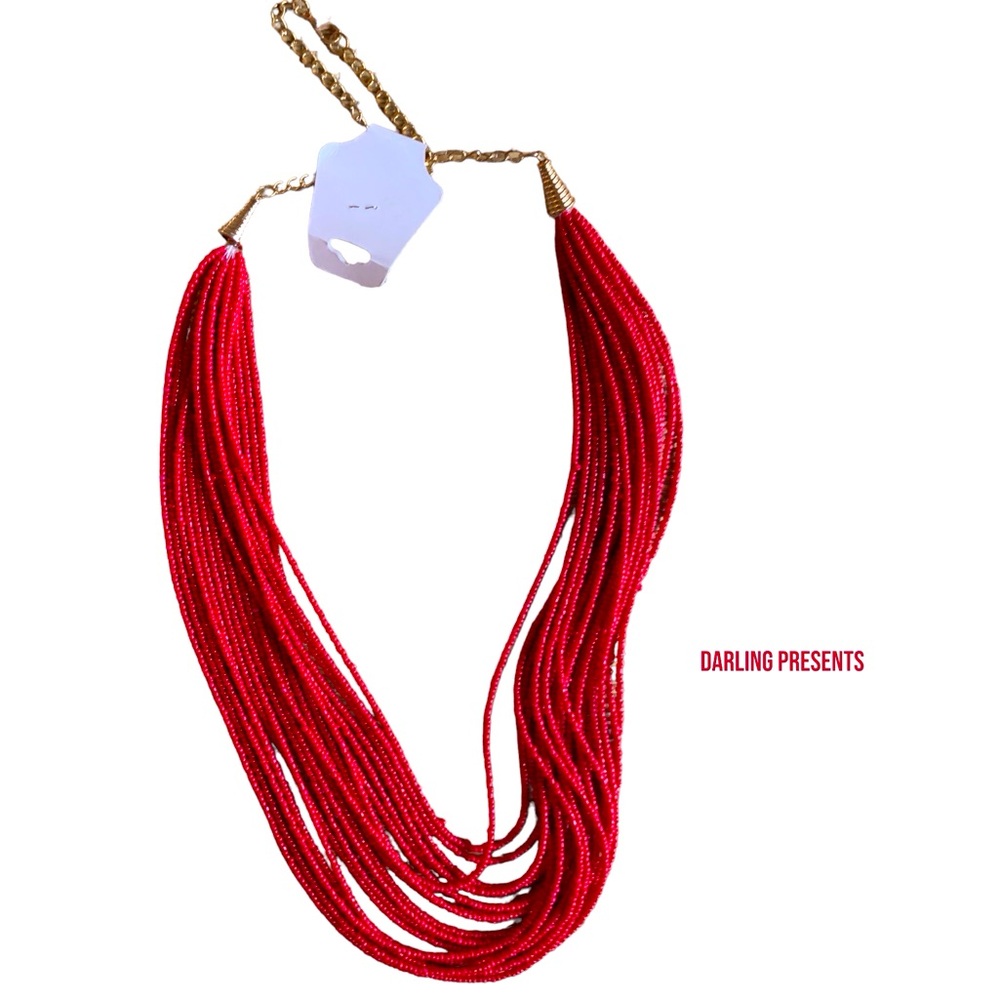 IMAN Beaded Strands Necklace Women Color Red